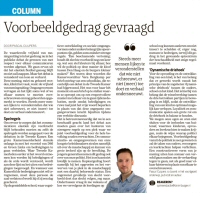 Voorbeeldgedrag gevraagd - Pascal Cuijpers in Dagblad de Limburger, april 2023