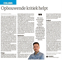 Opbouwende kritiek helpt - Pascal Cuijpers in Dagblad de Limburger, februari 2024